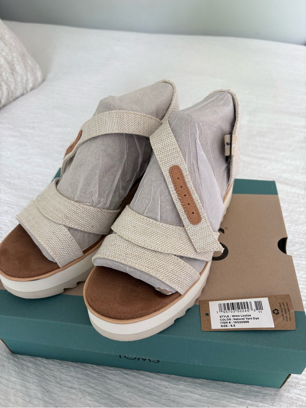 TOMS Beige Canvas Cross-Strap Slingback Sandal